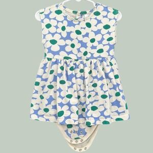 Hanna Andersson Floral Cotton Bodysuit Dress Size 2T 85cm